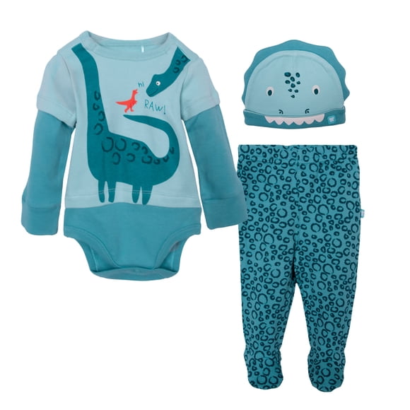 Set 3Piezas Recién Nacido Niño Algodón Orgánico Dinosaurio