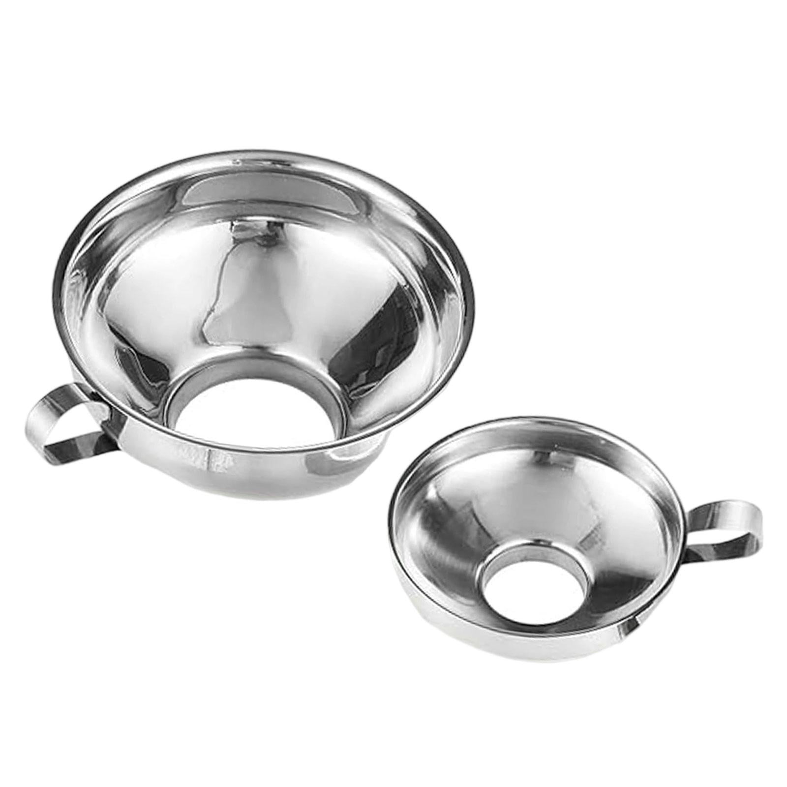 Magideal - Embudo De Cocina De 2 Piezas De Acero Inoxidable De Boca Ancha Con Asa, De Metal Apto Para Uso Alimentario, Para Transferir Líquidos Y Polvos Fácilmen