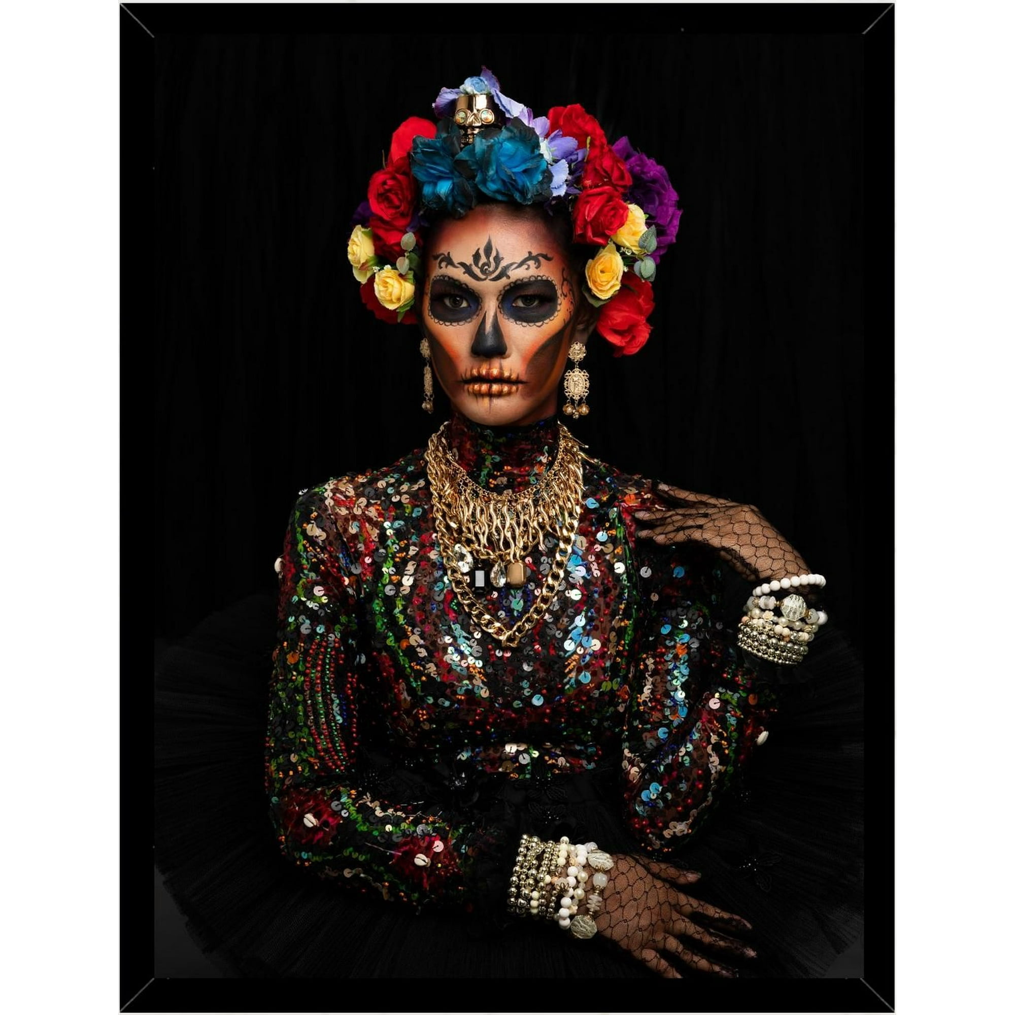 Genérico - Cuadro Decorativo Mujer Dia De Muertos Medidas 30x40 Cm