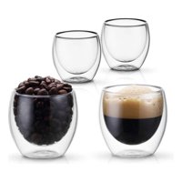 Genérica - Mini Taza Cafe Expresso 4 Vasos Vidrio Doble Pared Térmica 80 Ml