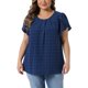 thumbnail image 1 of Agnes Orinda Blusas de Verano para Mujer Tallas Grandes de Pascua con Cuello Redondo de Lunares Suizos y Mangas Cortas de Tulipán con Pliegues en el Frente 4X Azul, 1 of 6
