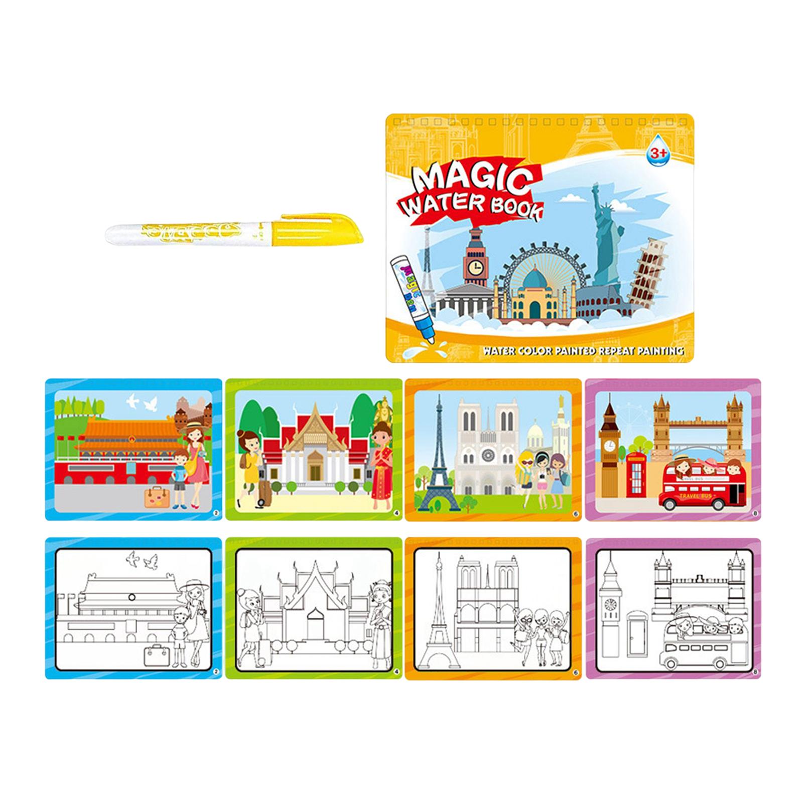 Magideal - Adorable Álbum De Acuarela, Juguete De Desarrollo Práctico, Tableta De Dibujo Reutilizable Cognitiva, Actividad De Aprendizaje Para Principiantes, Niñ Edificio