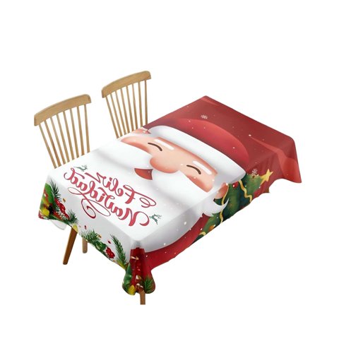 Tengfei - Mantel De Navidad Antimanchas Cara Santa
