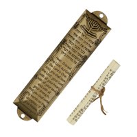 Magideal - Estuche De Mezuzá De Metal Con Bendición Y Decoración De Pergamino, Regalos De Hanukkah, Placa De Mezuzá Antigua Para Puertas Interiores Y Exteriores A