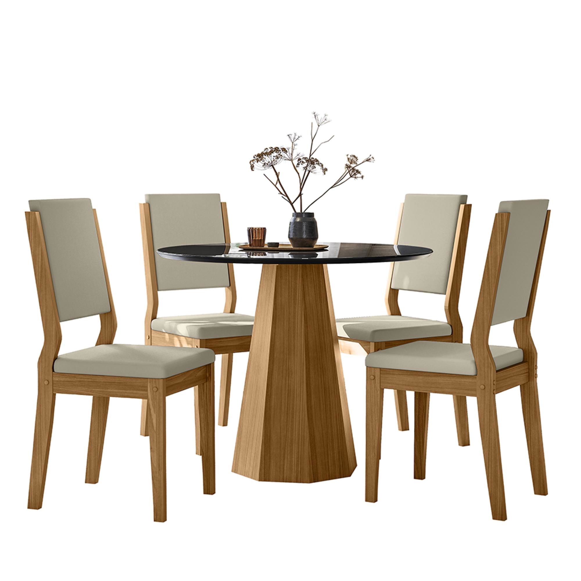 Vekka Home - Juego Comedor Isis Carol Light 4 Sillas Negro - Café