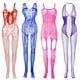 thumbnail image 1 of 4 Sets Sultry Fishnet Bodystockings, Hollow Out Sleeveless Open Crotch Jacquard Bodystocking, Women's Lingerie & Underwear, 1 of 3