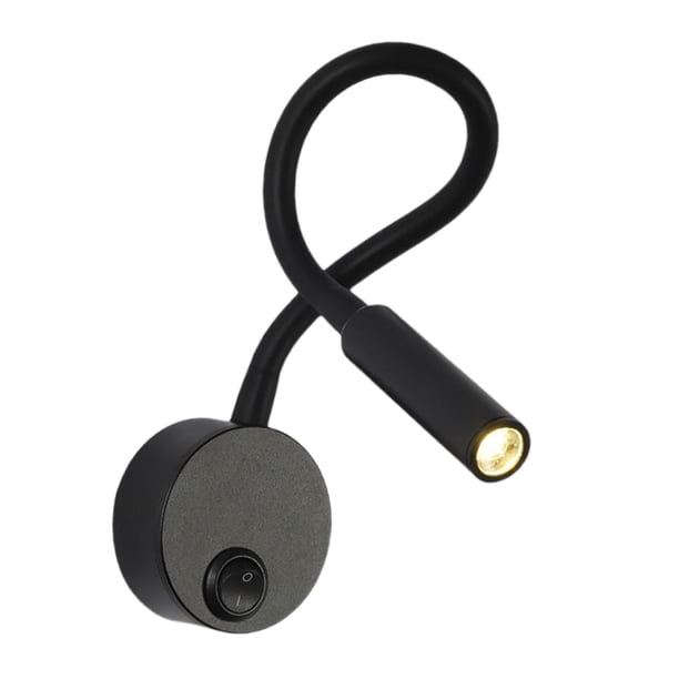 para leer en la cama, lámpara de cama con luz nocturna, lámpara de lectura con luz de montaje en pared, lámpara de pared LED flexible, luz de lectura Interruptor de base negra