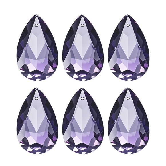 Uxcell K9 Colgantes de Lágrima de Cristal Cuentas Ovaladas, Paquete de 6 Prismas de Candelabro de 38mm Partes de Cuentas Colgantes para Lámpara de Bricolaje