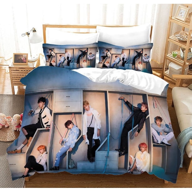 Idol BTS Duvet Cover Pillowcase Bed Bedding Set Pillowcase Set 3-Piece Bedding Set (1 Duvet Cover + 2 Pillow Shams)