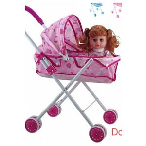 Total Click - Juguete Muñeca Con Carrito Rosada Infantil