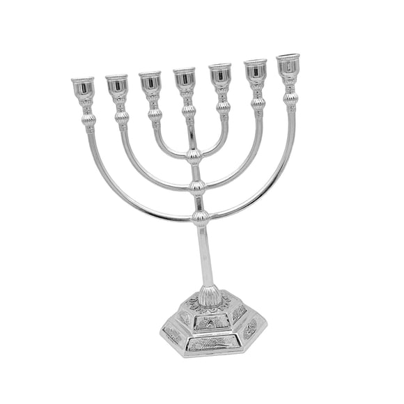Portavelas Menorah Con 7 Ramas Centro De Mesa Shabat Candelabros Argent Argén