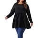 thumbnail image 4 of Agnes Orinda Ropa de Halloween para Mujer Tallas Grandes Tops Babydoll de Escuela Colegio de Manga Larga Cuello Redondo Casual Suelto Blusas Peplum Túnicas 4X Negro, 4 of 6