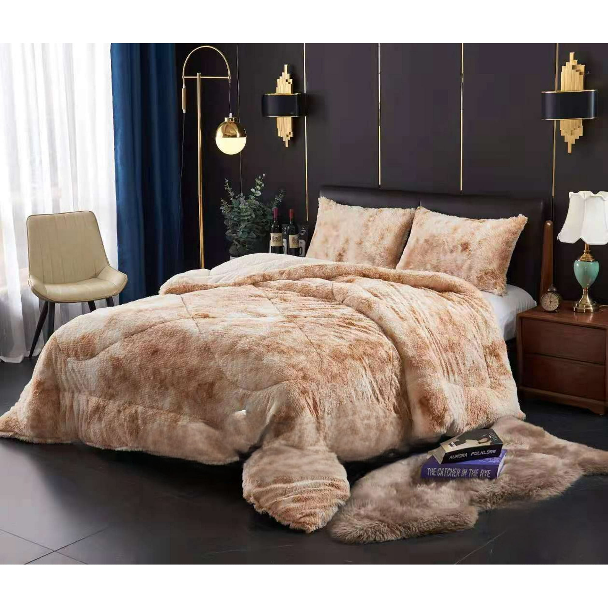 Angeles Del Hogar - Peludo Con Chiporro 1,5 Plaza Beige Jaspeado