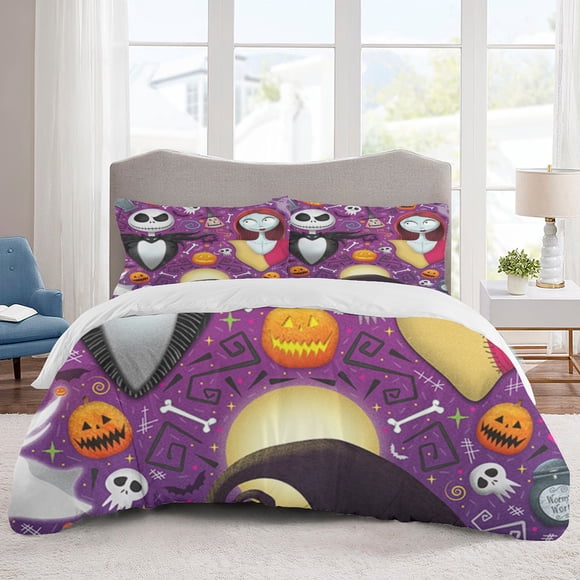 The Nightmare Before Christmas Bedding Sets Cartoon Duvet Cover Lightweight 3 Piece Bet Sets for Kids Boys Girls