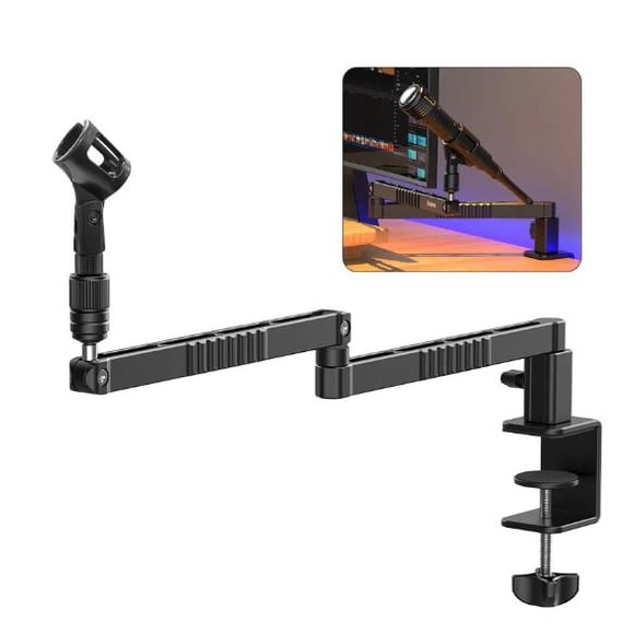 Brazo Para Micrófono Perfil Bajo Ls26 Giratorio 360°