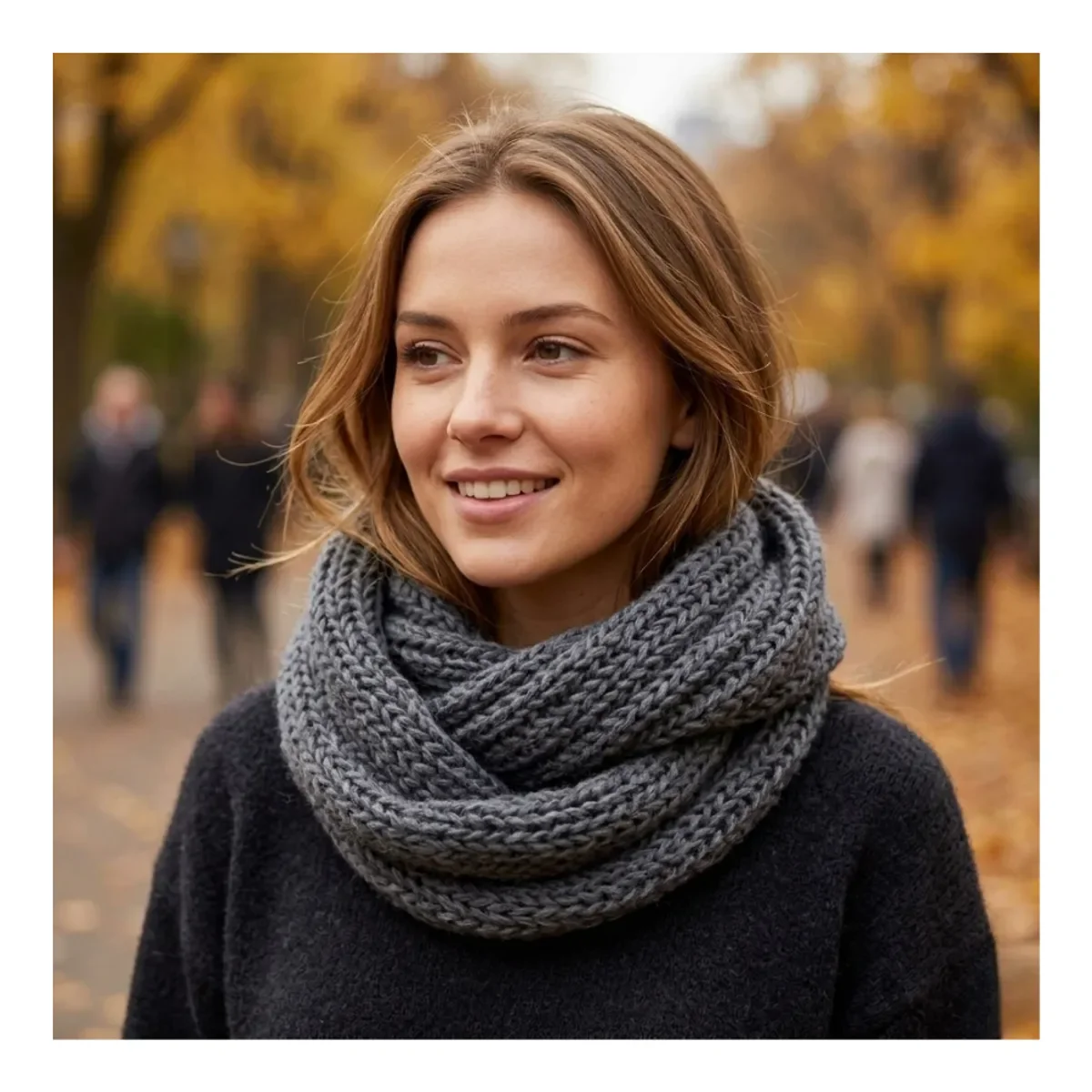 Genérico - Bufanda Cuello Estilo Punto Inglés Lana Invierno Abrigado