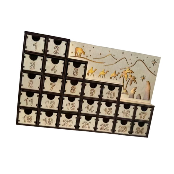 Calendario De Adviento De Madera Navideño Con 24 Cajones, Ideal Para Fiestas Y Regalos.