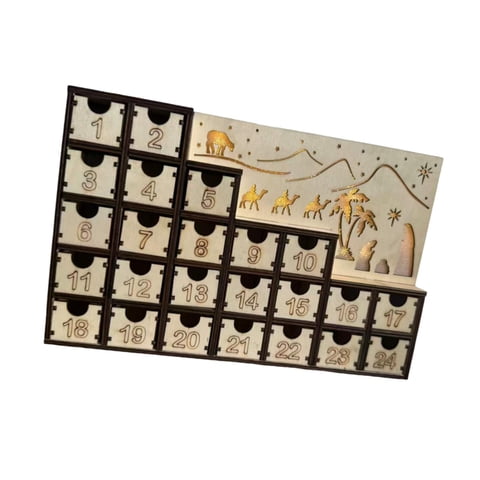 Bothyi - Calendario De Adviento De Madera Navideño Con 24 Cajones, Ideal Para Fiestas Y Regalos.