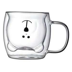 Magideal - Taza De Doble Pared, Taza De Té Y Café, Taza Resistente Al Calor, Taza De Café Expreso, Taza Para Beber, Taza De Leche Para Mujeres, Niños, Oficina De Mango De Oso Blanco