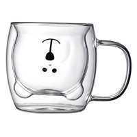 Magideal - Taza De Doble Pared, Taza De Té Y Café, Taza Resistente Al Calor, Taza De Café Expreso, Taza Para Beber, Taza De Leche Para Mujeres, Niños, Oficina De Mango De Oso Blanco
