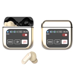 Aaronmei Auriculares Inalámbricos In-Ear Con Pantalla Táctil Led Dorado