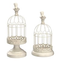 Genérico - Set De 2 Candelabro Portavelas Decorativo Jaula Blanco Jhn