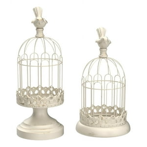 Genérico - Set De 2 Candelabro Portavelas Decorativo Jaula Blanco Jhn
