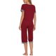 thumbnail image 3 of INSPIRE CHIC Conjunto de Pijama para Mujer Cuello Redondo Manga Corta con Pantalones Capri Ropa de Dormir Casual XL Rojo, 3 of 6