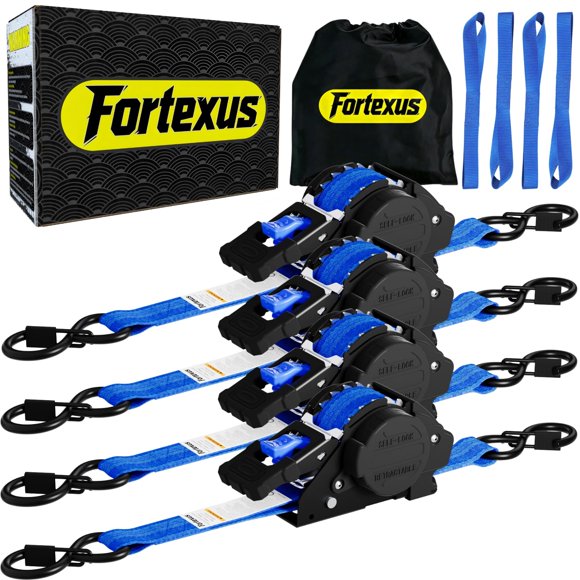 Correas de Trinquete Fortexus 2,5 m Pack de 4, 1 pulg. 800 kg Azul