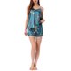thumbnail image 1 of INSPIRE CHIC Conjunto de Lounge de Satén para Mujer Camiseta sin Mangas Ropa de Dormir Pijamas Conjunto L Azul Marino Rojo Floral, 1 of 6