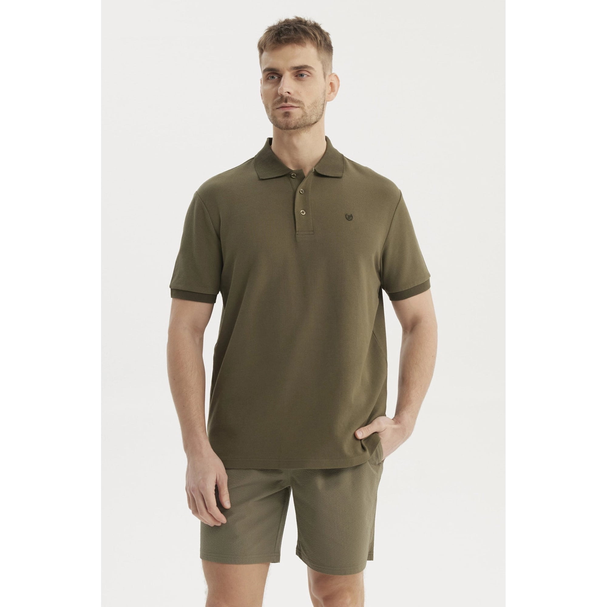 Fashionspark - Polera Hombre Pique Wafle Con Botones Verde Olivo