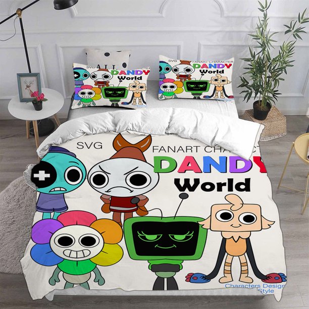 v2639 Bed Sheets Dandy's World Bedding Sets Bed Cover Comforter Duvet Cover Pillow Case - Pieces Sets Kids Adult Bedroom Decor 3-Piece Bedding Set (1 Duvet Cover + 2 Pillow Shams) Bed Sheets ju2639