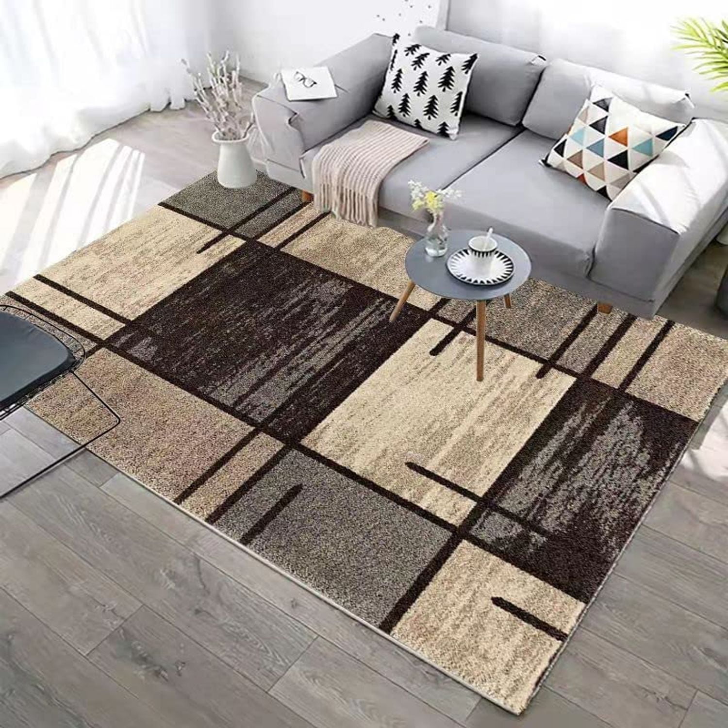 Casadeliacl - Alfombra Pequeña 160x200 Marron Cuadro Wym Moderno