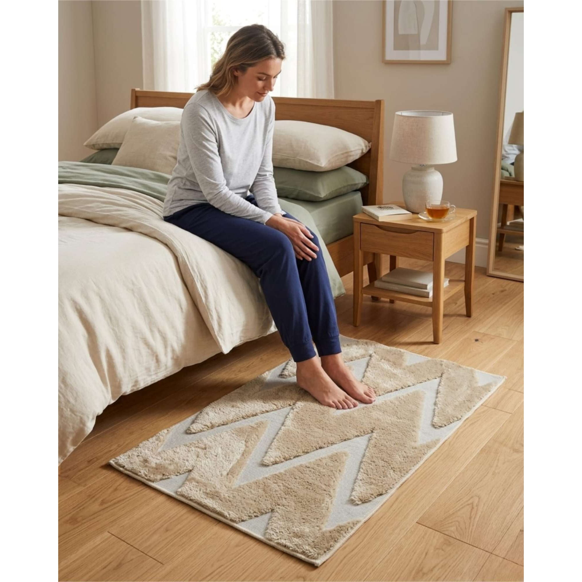 Mylhogar - Bajada De Cama Moderna 50x80cm Diseño Jacquard