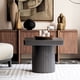 thumbnail image 2 of 23.6'' Modern Solid Wood Veneer End Table, Minimalist Square Side Table with Parquet Pattern, Grooved Cylindrical Base & Thickened Tabletop, Compact Accent Table for Living Room, Matte Black, 2 of 3