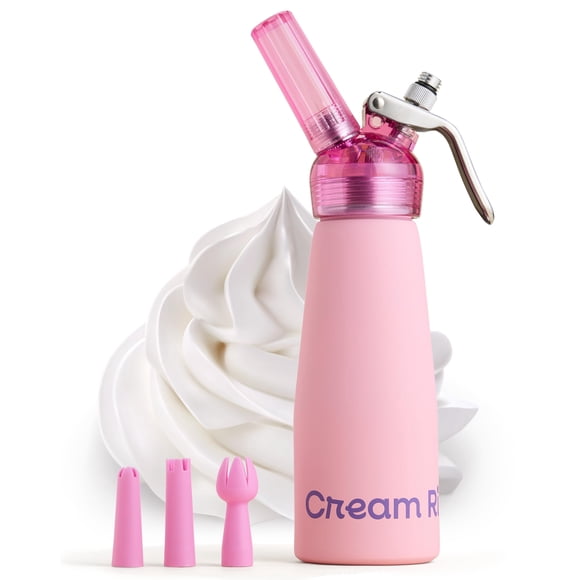 Dispensador de crema batida CreamRight de aluminio, 500 ml, rosa
