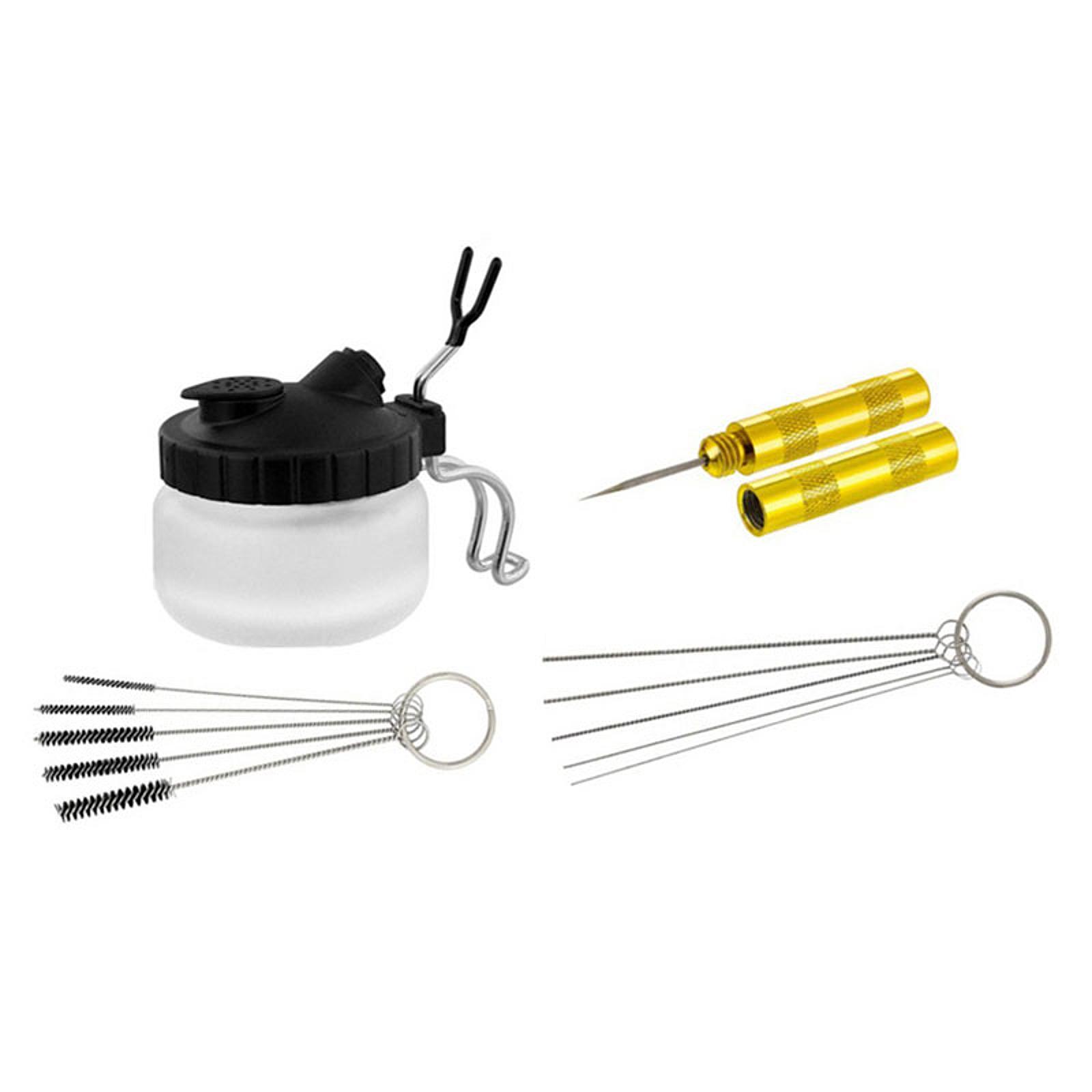 Magideal - Olla De Limpieza Para Aerógrafo, Limpiador De Aerógrafo, Cepillos De Limpieza Portátiles, Fácil De Usar Con Soporte Para Bolígrafo, Estación De Lavado