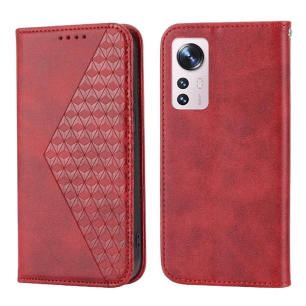 Funda Flip FOXDOCK para Xiaomi 12T , Estilo Billetera con Diseño Rombo, Correa de Mano y Soporte, Uso Diario