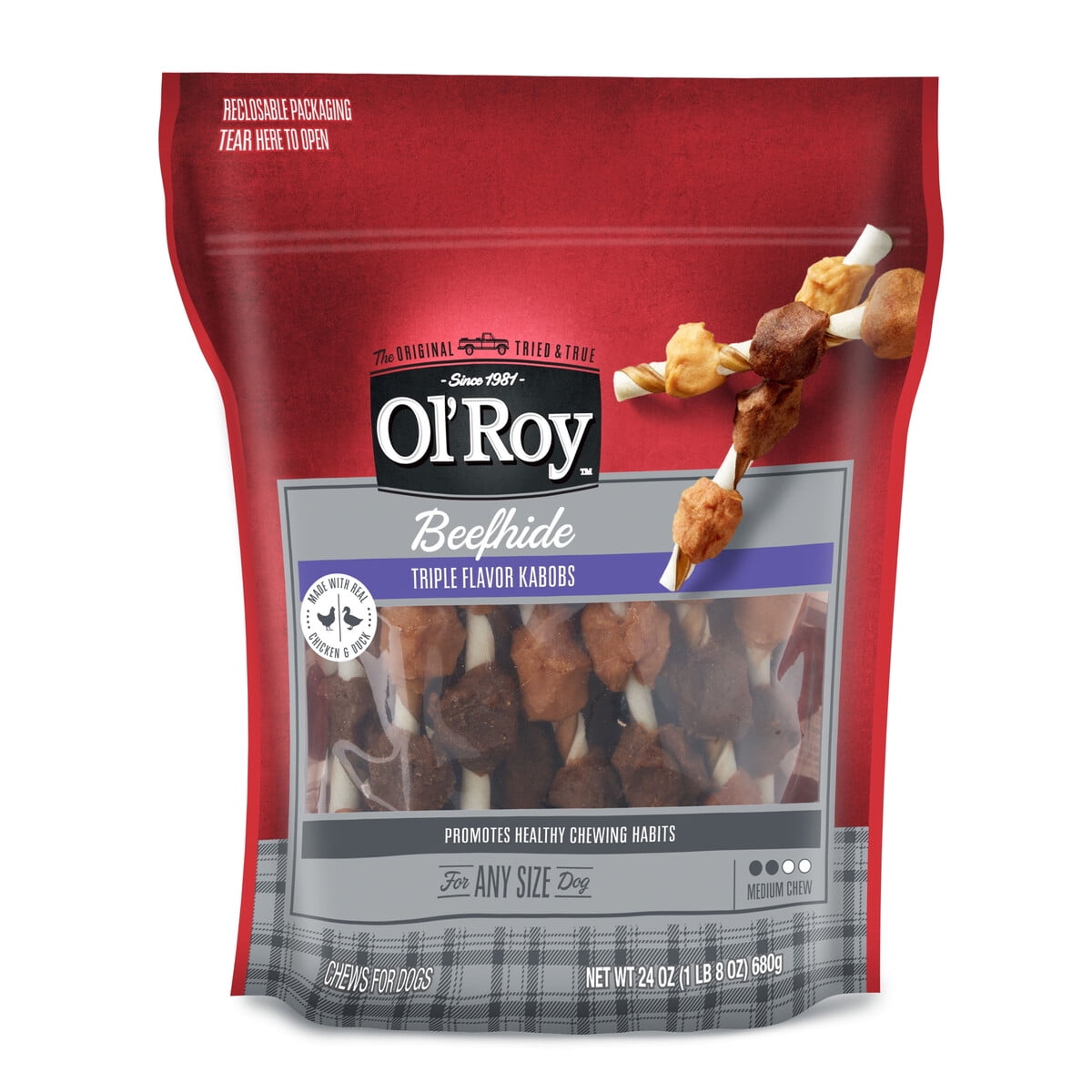 Hueso Beefhide OlRoy 680 g Triple Sabor para Perros