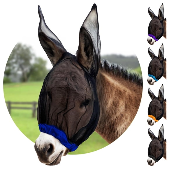 Máscara Antimoscas Para Burro Mini Con Orejas Largas Azul