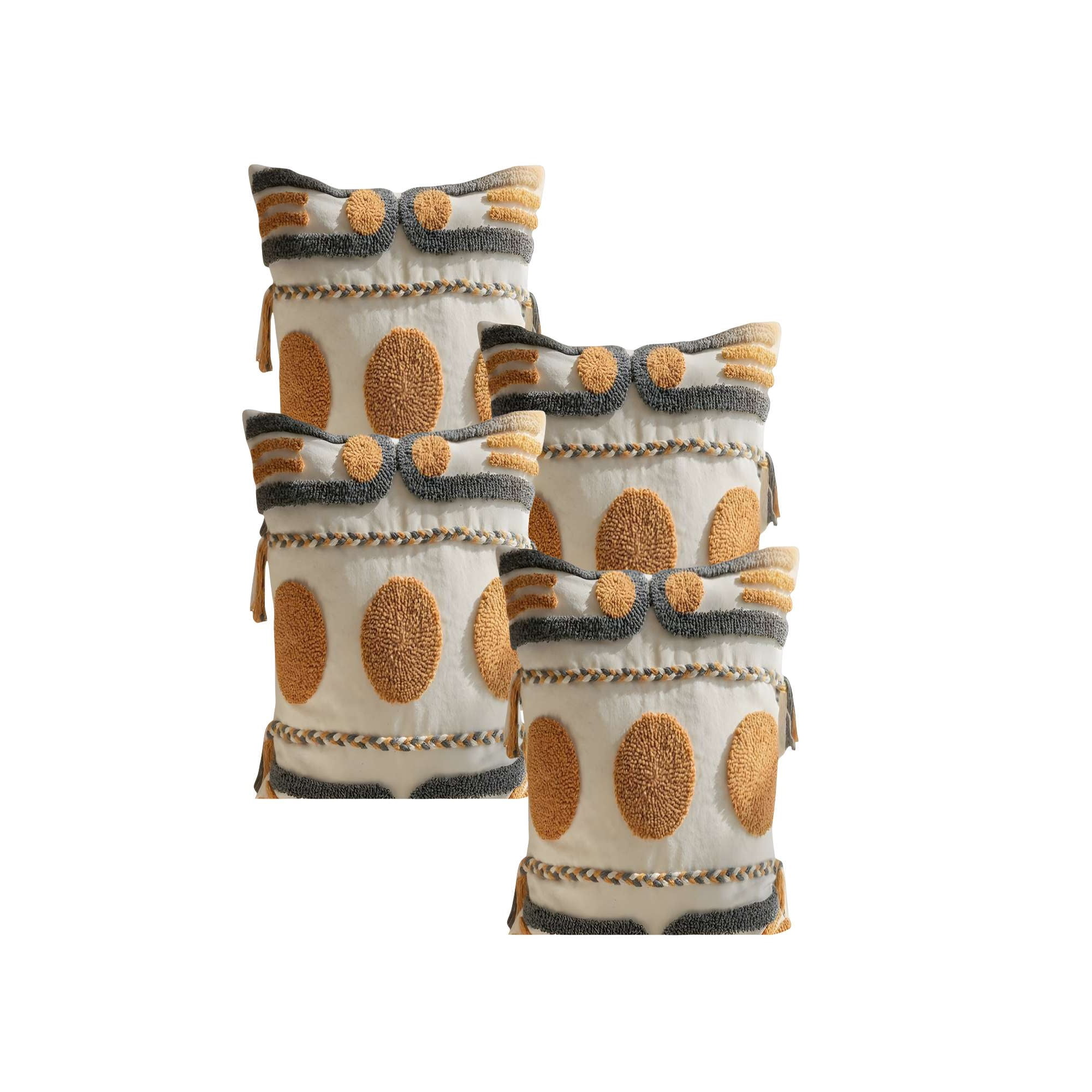 Genérico - Set De 4 Fundas De Cojin Tufting 45x45 Cm Beige 05