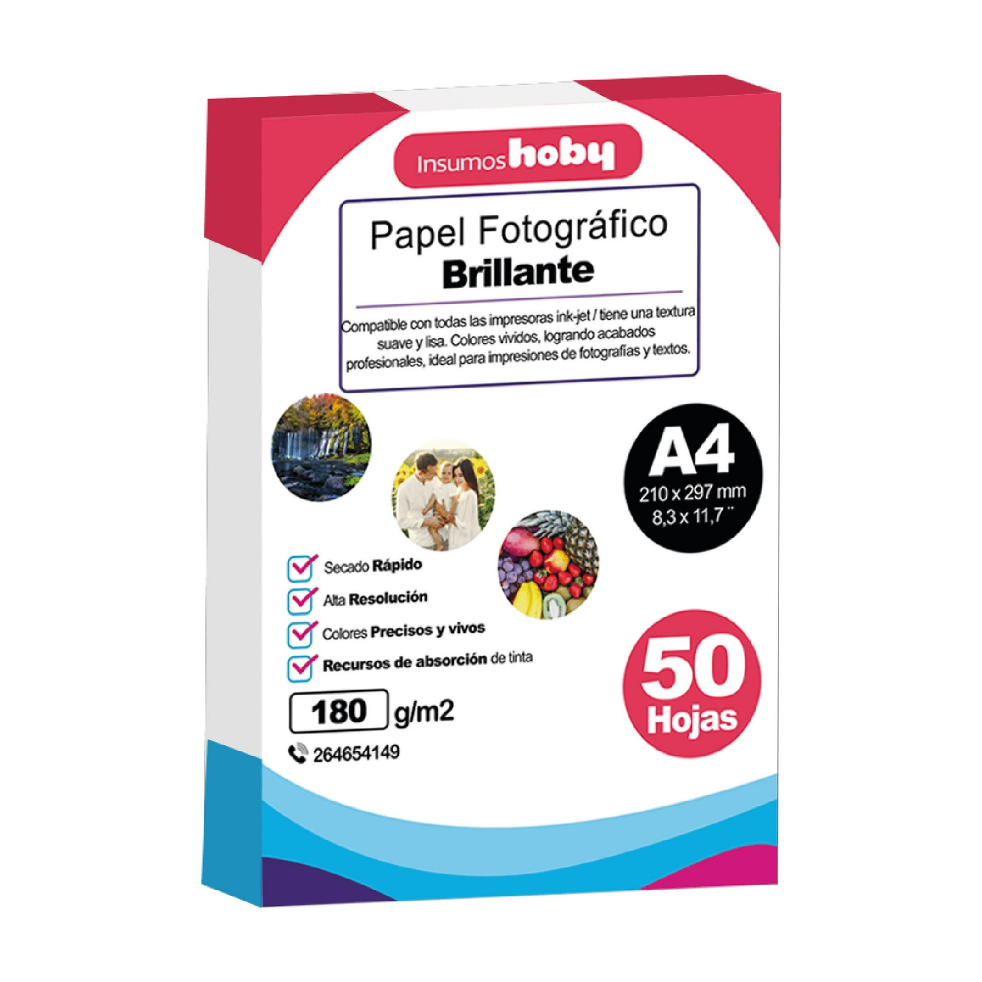 Papel Fotográfico Glossy 180 Gr A4 50 Hojas Hoby