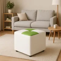 Muebles Hvm - Puff Hvm Boton Blanco Con Verde