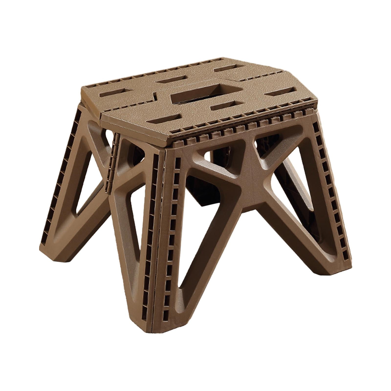 Magideal - Taburete Plegable Con Escalón, Taburete Con Escalón De Alta Carga, Taburete Para El Hogar, Silla De Pesca Para Senderismo, Dormitorio, Baño, Barbacoa Marrón