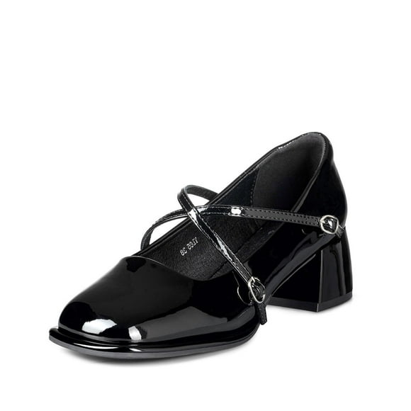 Zapato Mary Jane Negro PU acharolado Elegante Mujer Weide YL65