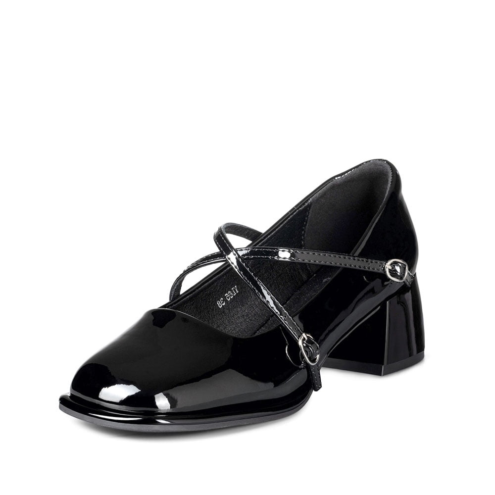Zapato Mary Jane Negro Charol Elegante Mujer Weide Yl65
