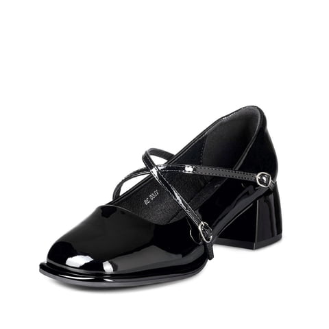 Zapato Mary Jane Negro Pu Acharolado Elegante Mujer Weide Yl65