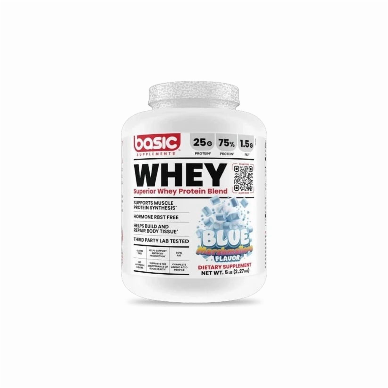 Basic - Proteina Whey 5lbs 68 Servicios Blue Marshmallow -
