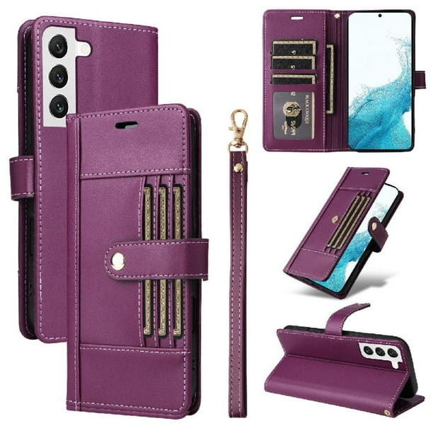 FOXDOCK Funda tipo Cartera para Samsung Galaxy S21 Plus – Cubierta de Cuero PU con Múltiples Ranuras, Bolsillo para Efectivo y Correa de Muñeca