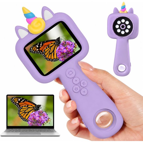 Vivid Glass Microscopio Digital de Mano para Niños con Pantalla de 2,4" (6,1 cm) y Resolución 4K